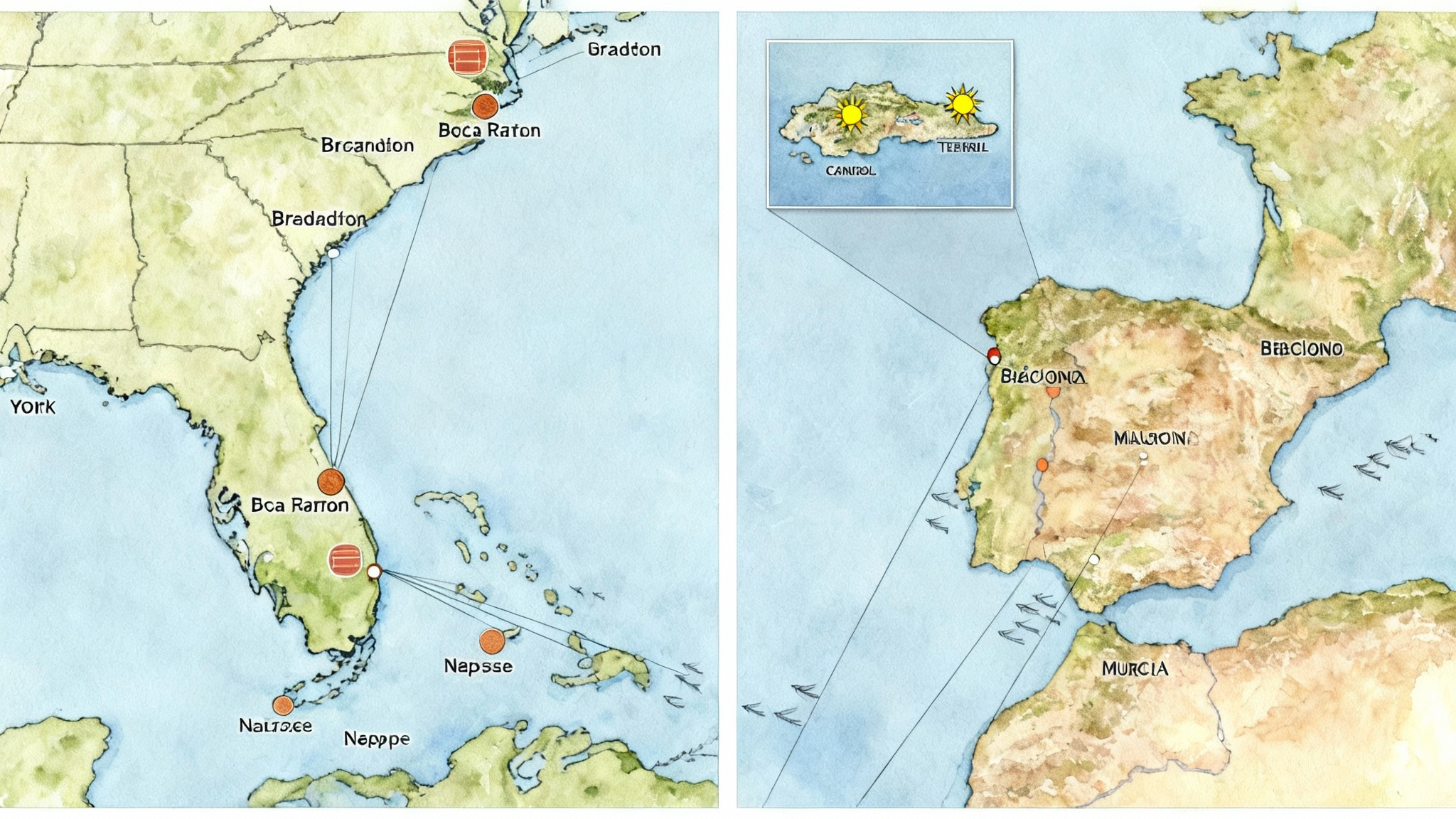 Winter 2025 Tennis Training Map: Florida vs Spain vs Canary Coast