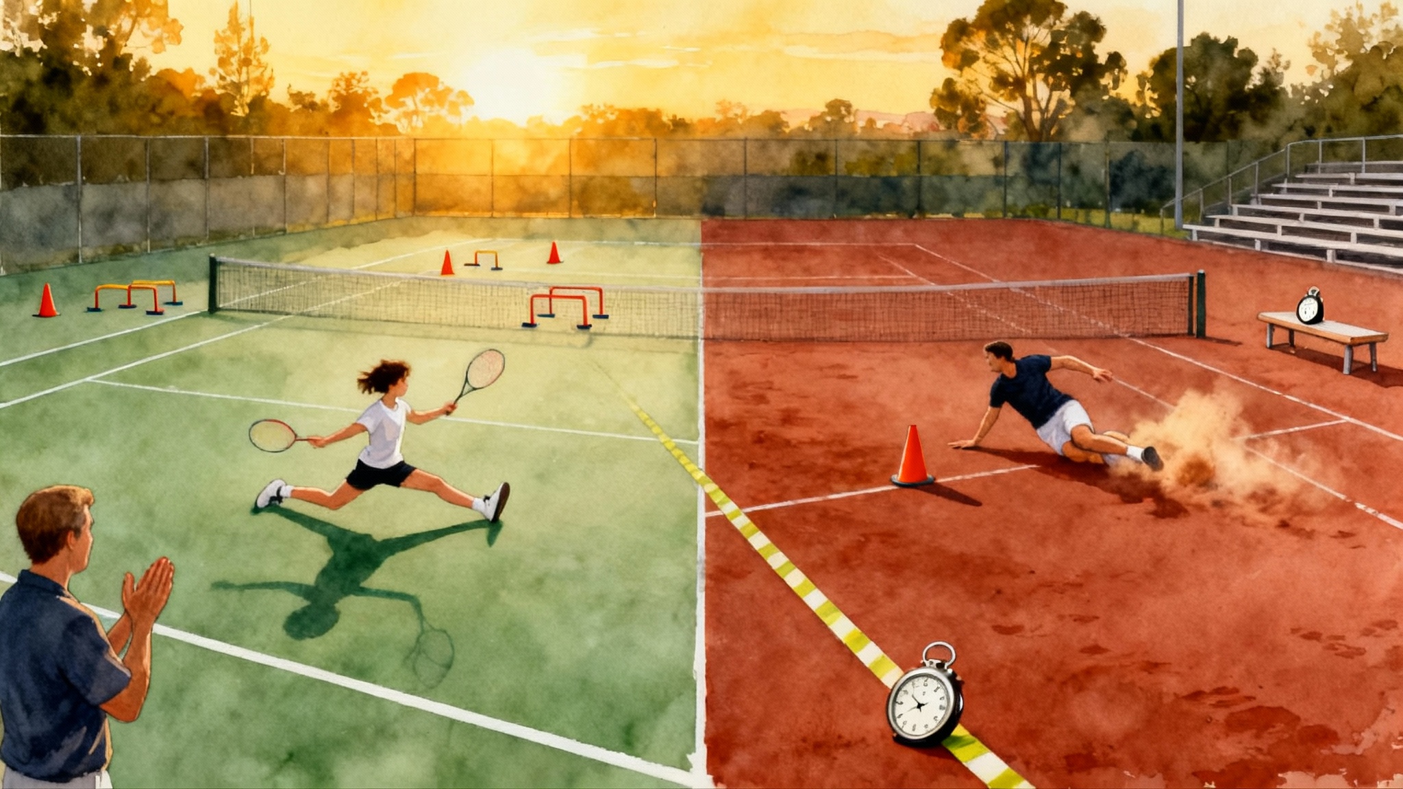 Clay-to-Hard Tennis Footwork: Split-Step, Slide, Recover