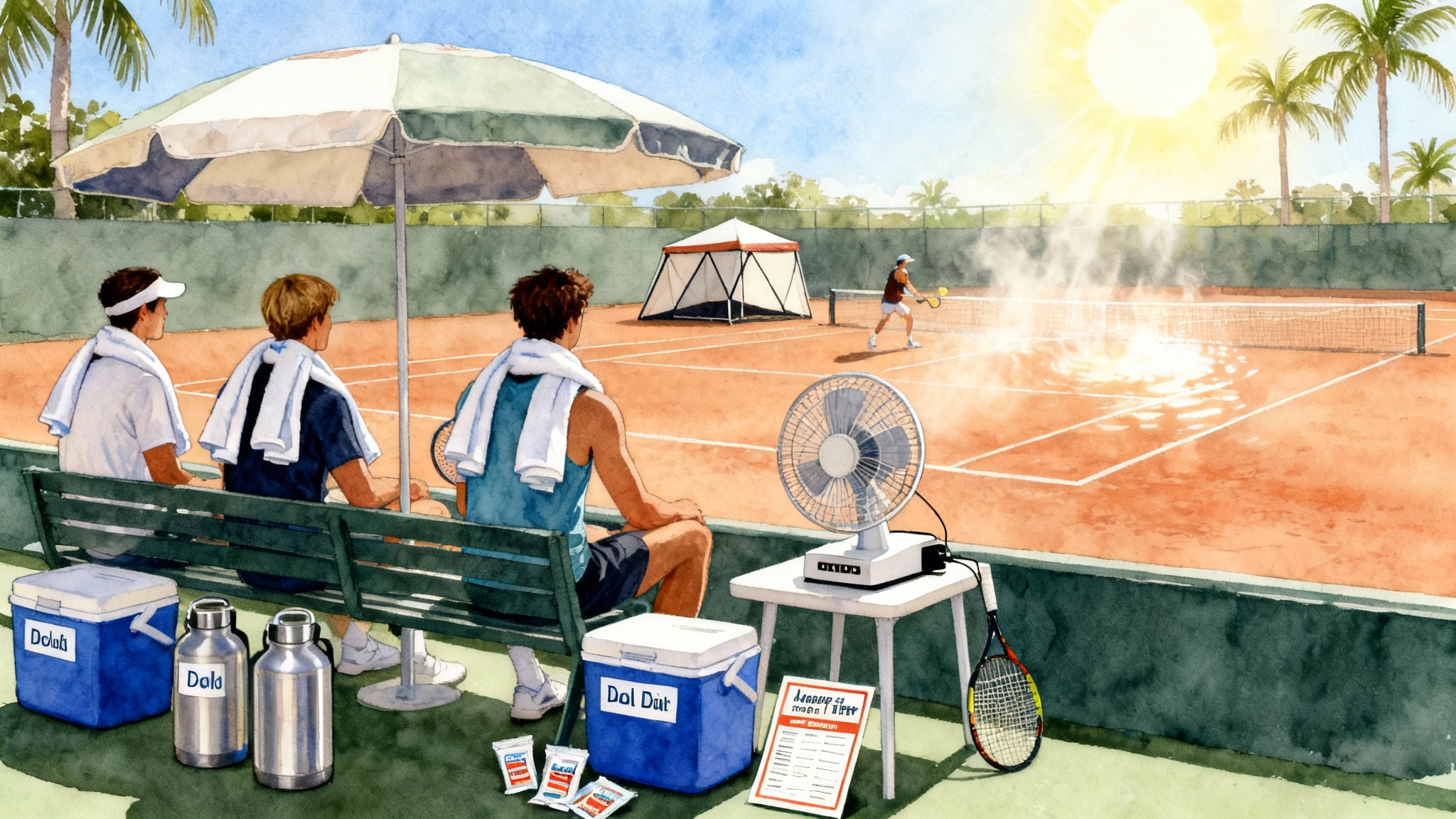 Heat-Ready Tennis 2025: Hydration, Cooling, Cramp Prevention