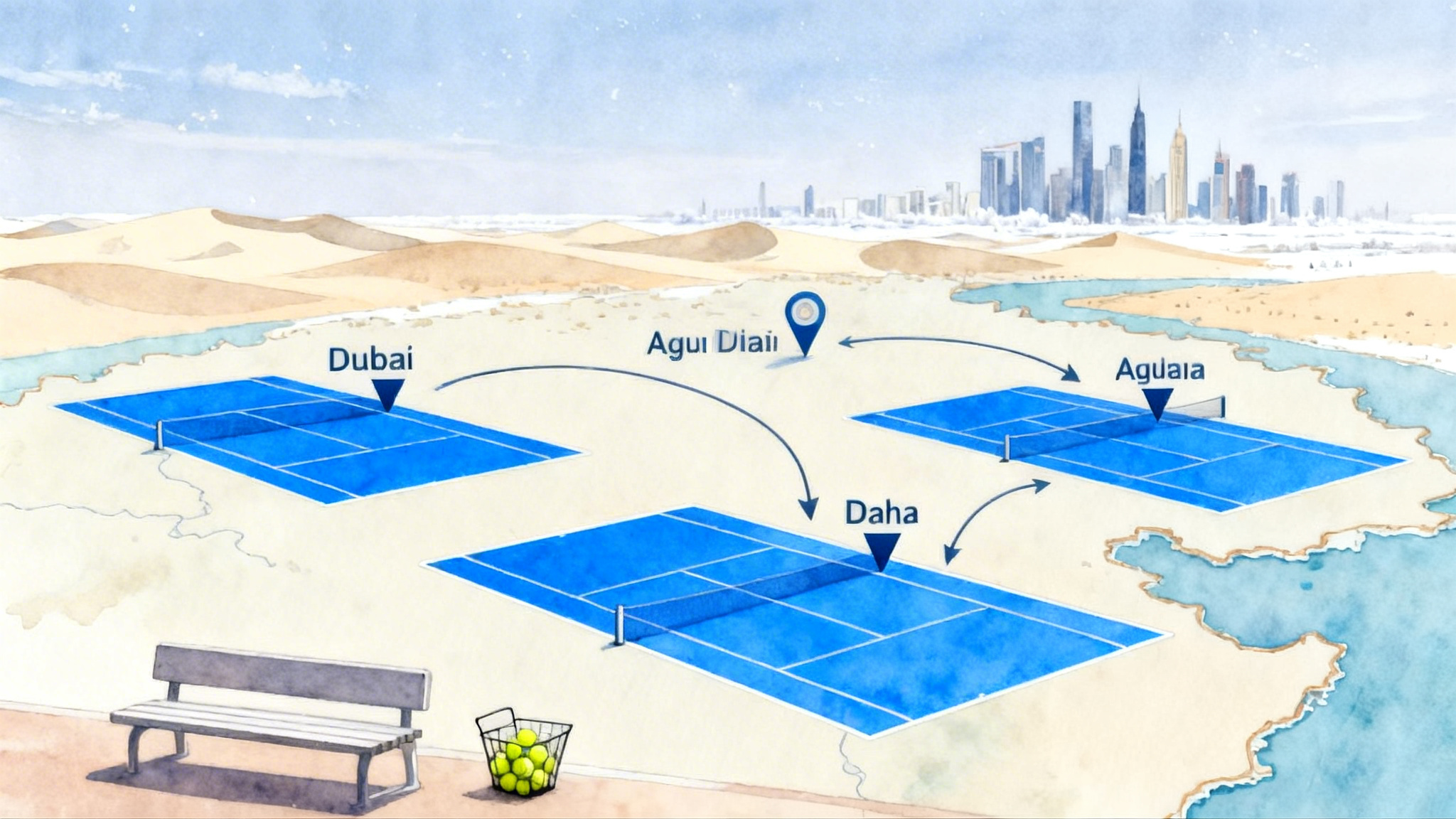 Gulf Winter Tennis Triangle: Dubai, Abu Dhabi, Doha Guide